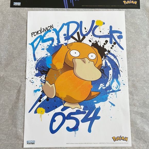 Pokemon Psyduck Ninetendo Full Art Posters Set of 2 8x11 in protective sleeve - Picture 2 of 12